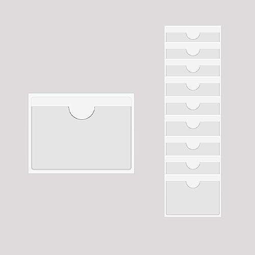 BAIWOAK 10 Stück transparente selbstklebende Taschen, Kunststoff, selbstklebend, Etikettenhalter für Karteikarten, Planer, Schränke, Regale (160 x 110 mm)…