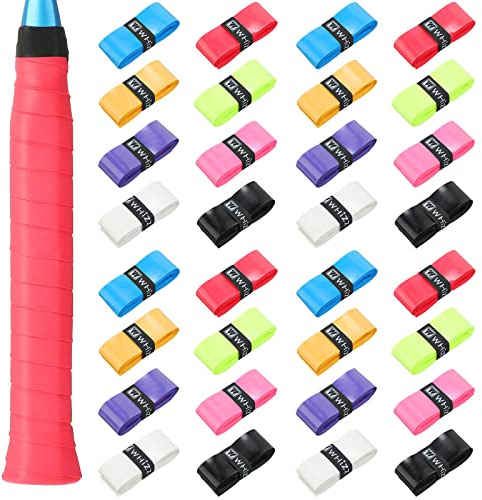 Jerify 24 Pieces Tennis Racket Grip Tape, Precut Tennis Overgrips Tape Badminton Racket Grips with Velvety Comfort for Anti Slip and Absorbent Grip(Assorted Colors)