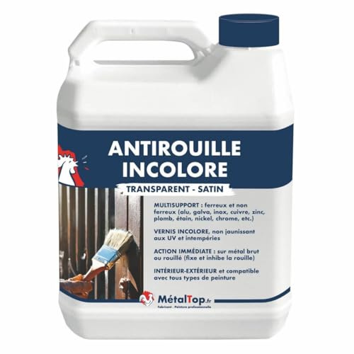 Metaltop - Antirouille Incolore - 1 L - Protection transparente contre la rouille pour métaux courants