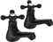 Wasserrhythm Par de grifos para lavabo de color negro, estilo victoriano, doble baño, con palanca de dos agujeros