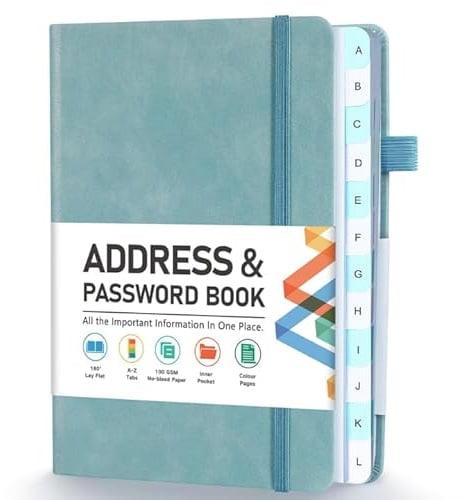 Hardcover Adressbuch mit alphabetischen Registern, Adressbuch, blau