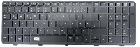 Clavier - Couleur : noir - avec cadre - avec éclairage Clavier allemand compatible avec HP Probook 450 G2