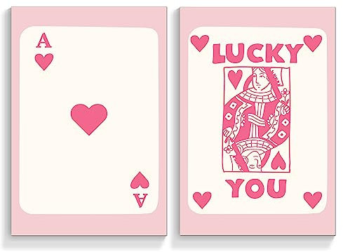 Gtoaxxno Leinwandgemälde, Wandkunst, Pokerposter, ästhetisch, Lucky You Spielkarte, Leinwand für Erwachsene, Teenager, Zuhause, Wohnzimmer, ungerahmt (B 50 x 75 cm)
