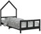 vidaXL Kinderbett, Kinder Bettgestell in Hausform, Hausbett für Kleinkinder ab 4 Jahren, Einzelbett Kinder Jugendbett Holzbett, Schwarz 90x200 cm Massivholz Kiefer
