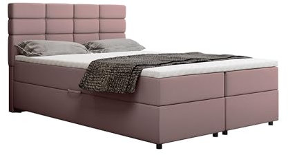 Reve Boxspringbett 140 x 200 cm Doppelbett mit hochwertiger Bonell-Matratze und Topper, Polsterbett mit Bettkasten, Schlafzimmer, Bequem, Modern, Stilvoll