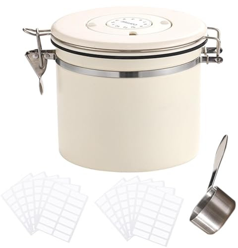 Faderr Coffee Canister Airtight Coffee Container, Stainless Steel Airtight Canister with Date Tracker and Scoop, Coffee Storage for Beans, Grounds, Tea, Sugar(size:1200ml)