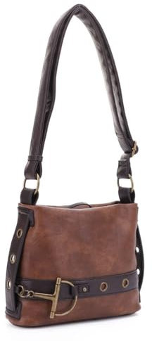 Liz Soto Anna Damen Crossbody Geldbörse – veganes Leder über der Schulter Taschen für Frauen mit Horsebit Messing Details, Kaffee