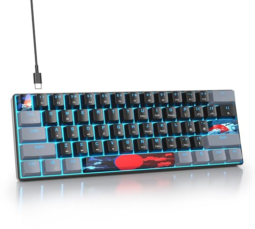 Mosptnspg Protable 60% Percent Gaming Keyboard Mechanical, Mini Compact RGB Backlit 61 Keys Wired Office Keyboard with Red Switch for Mac/Win (Dark/red Switch)