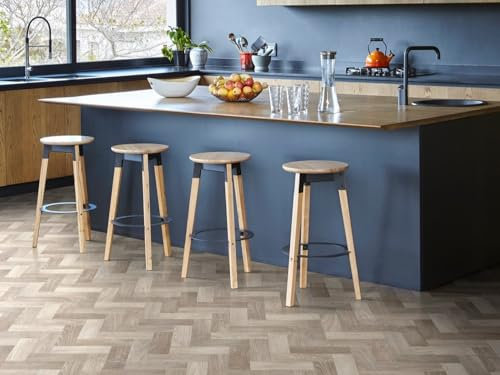 PVC Bodenbelag Vinylboden in Fischgrät Optik, Zuschnitt (4m breit, 6m lang)