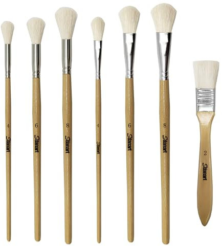 Sdanart Gilding Brush Set,7 PCS Professional Goat Hair Blend Mop Brush Set for Acrylic Gouache Watercolor Oil Painting Gold foil and Gold Leaf Sheets