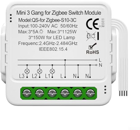 Mini Smart Lichtschalter DIY Unterbrechermodul, -ZigBee DIY Unterbrechermodul Smart Life/Tuya App-Steuerung, Sprachsteuerung/Fernbedienung/Timer (3 Gang)