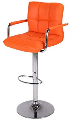 NEAFP Stuhl mit hoher Rückenlehne, Sessel, Leder, Esszimmerstühle, Kunstleder, Drehhocker, Sessel, Schwammstuhl, Metall, höhenverstellbar (Farbe: Orange) HGCHH