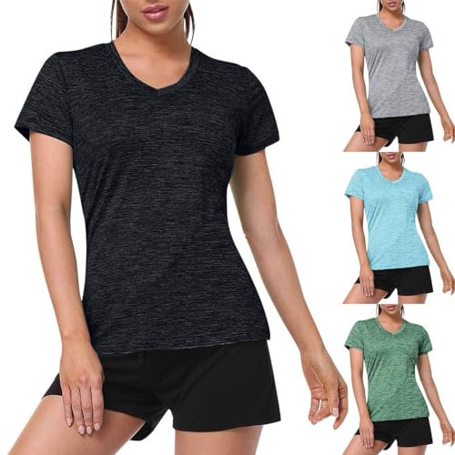 Damen Gym Tops Damen Sport T-Shirt Workout Yoga Tops für Frauen Basic Kurzarm Tee Shirts Sommer Schnell Trocken Fitness Sweatshirts T-Shirt Lose Sportbekleidung für Laufen Gym Übung, navy, Small