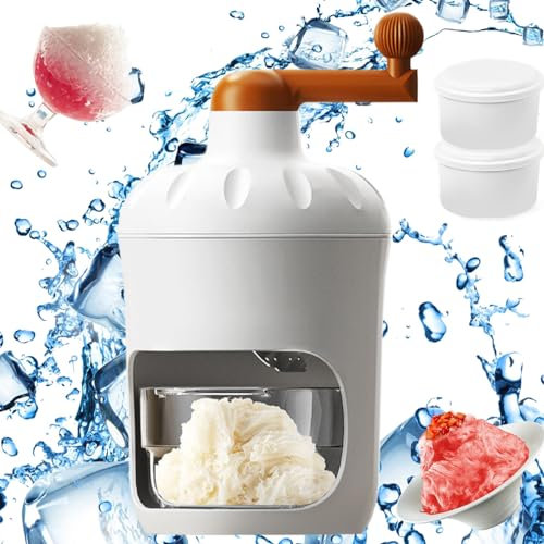 Ice Crusher Shaved Ice Machine Manuelle Crushed Ice Maker Tragbare Schneekegelmaschine mit 2 Eisformen Eisrasiermaschine zur Herstellung von Snowcones-Eiscreme und Slushy