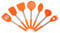 Juego de 7 utensilios de cocina, asas de acero inoxidable, silicona no tóxica sin BPA, espátulas de cocina, juego de regalo para utensilios de cocina antiadherentes (naranja)