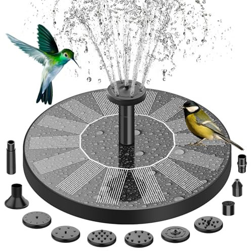 Prettop Solar Fountain Pump, 1.4W Solar Water Fountain with 8 Nozzles for The Garden, Pond, Fountain, BirdBath, Water Cycling, No Electricity Required
