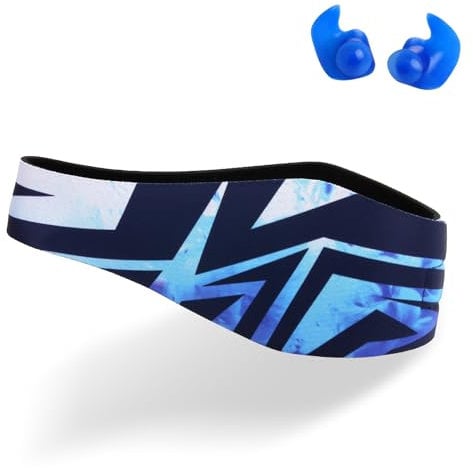 Fascia da nuoto impermeabile per bambini, bambini, adulti – per proteggere le orecchie dei nuotatori, protezione per le orecchie, tenere lontano l'acqua. Tenere i tappi per le orecchie (blu, L)