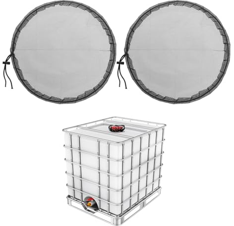 PATIKIL 225mm IBC Coperchio Filtro 2 Confezione Rete Copertura per Acqua piovana Serbatoio Poliestere Nero