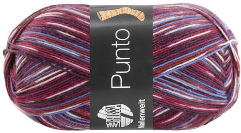 LANA GROSSA Meilenweit 100 Punto | Sockenklassiker, bedruckt und waschmaschinenfest | Handstrickgarn aus 80% Schurwolle & 20% Polyamid | 100g Wolle zum Stricken & Häkeln | 420m Garn FB 6302