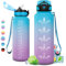 Gourde 1.5L Sport, Grande Gourde Gym, Étanche et Réutilisable, Bouteille d'eau avec Marqueur de Temps et Paille, Gourde sans BPA, pour Adulte, l'école, Voyage, Camping, Randonnée, Cyclisme, Bureau