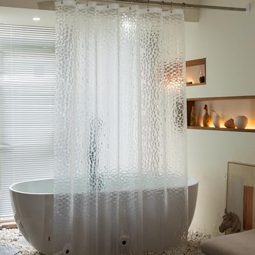 Tonnali Eva-Kunststoff-Duschvorhang 180x200, Heavy Duty wasserdicht Badezimmer Duschvorhänge mit 3 starken Magneten & kostenlose magnetische Clips Kit für Leak Guard, Anti-Schimmel, 3D Wasser Würfel