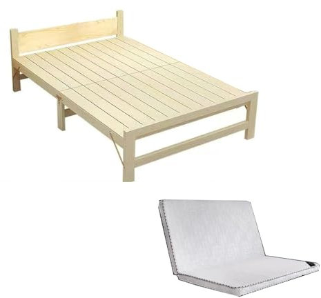 Klappbett Camping mit Matratze Campingbett Klappbar 90 * 195CM mit Starker Unterstützung, Einzelbett mit Lattenrost, Platzsparend Klappbett für Indoor Outdoor(80cm)