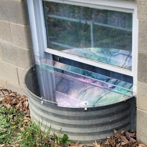 Basement Window Well Covers, Egress Window Well Cover Outside, Heavy Duty Clear Polycarbonate, UV Resistant, Windproof, Waterproof/Only Cover (43 L X 18 W)