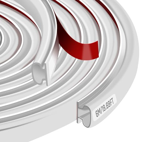 shinfly 6m Türdichtung Selbstklebend Weiß, TPE Gummi Dichtungsband für Schallschutz, Wärmeschutz & Zugluft, für Fenster, Vordertüren, Schiebetüren & Balkontüren, Wetterfest