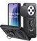 Yohii Funda para Xiaomi Redmi 14C 4G/5G/Redmi A4/Poco c75, con 2 Piezas Vidrio Templado, Armor Carcasa Cubierta Cámara Deslizante, 360 Anillo Soporte PC Silicona TPU Bumper Antigolpes Case, Negro