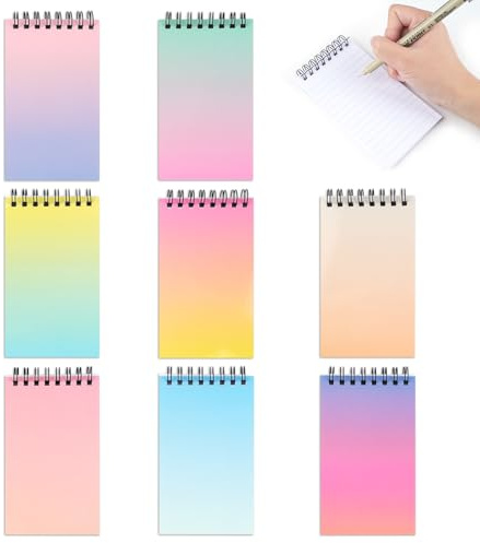 8 Pack Small Pocket Notebook,Mini Notepads,Small Notebooks Pocket Size | 3 x 5 Inch Lined Spiral Mini Notepads, Colorful Gradient Pocket Notepad, for School Office Supplies