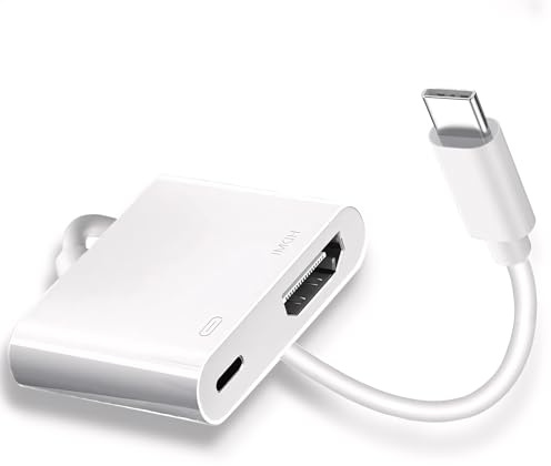 Kinhaly USB C to HDMI for TV, 4K@60Hz Type C to HDMI Adapter with Charging Port, iPhone to Hdmi to USB C Adapter Compatible for iPhone 16/15 Series/iPad Pro/Galaxy/MacBook Pro to HDTV Projector