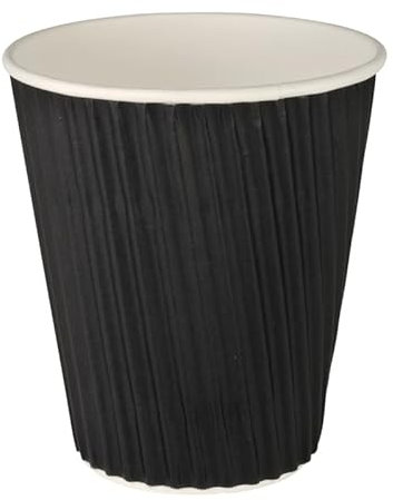 ABENA Black Ripple Paper Cups | Pack Of 25 Black Disposable Cups | Hot Drink Disposable Cups With Insulating Ripple Material| Our Hot Drink Cups Can Be Used As; Paper Coffee Cups, Water Cups And More.