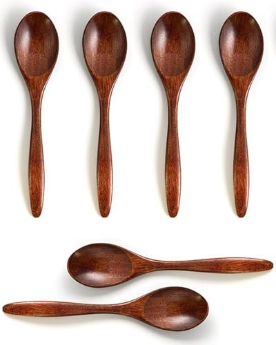 MYGLOAR 6PCS Honiglöffel Holz,Handgefertigte Holzlöffel, natürliches Nanmu, Kochlöffel aus Holz, Küchenzubehör Küchenzubehör zum Kochen, Weihnachten Geschenke für Frauen oder Männer