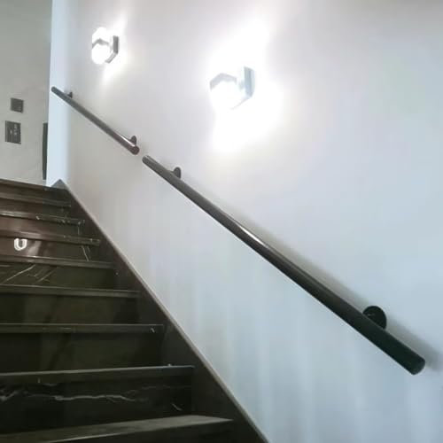 MLYAYE Handlauf Treppe Geländer Treppengeländer Innen 0,5 0,8 M 1 2 3 4 5 6 M Handlaufgeländer Für Innentreppen, Treppenstufen Aus Metall In Schwarz, Stützstange Und Haltegriff Für Kinder