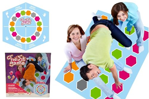 Twist Spiel für Kinder Jungen Erwachsene Twist Game Equilibrista mit Maxi-Teppich 160 x 130 cm und Brett auf Italienisch Twisting Game Spiel für Familien Geschicklichkeitsspiele Spaß Kinder Erwachsene