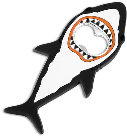 YUXIANLB Shark Bottle Opener, Magnetic Beer Bottle Opener for Refrigerator, Silicone Stainless Steel Beer Bottle Opener, Novelty Shark Pop Can Soda Can Opener for Boyfriend Husband Father (Black)