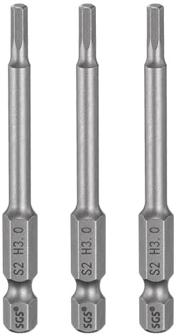 sourcing map 3pcs H3.0 Hex Head Drill Bit Wrench 3mm Metric Flat Tip 1/4 Hex Shank 75mm (3) Long Magnetic Hexagonal Screw Driver Socket Industrial Screwdriver Power Bits