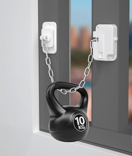 2 Pack Child-Safety Window Locks, Adjustable and Strong-Adhesive, for UPVC Windows, Doors, Sliding Glass, Fridge, Cabinets and Drawers, to Prevent Accidents for Babies, Toddlers, Children and Pets