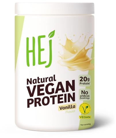 HEJ Protein Pulver Vegan, Vanilla, 900 g, veganes Eiweißpulver, Shake | Vegan Protein Shake, pflanzliches Eiweiß, Muskelaufbau, Fitness, glutenfrei, laktosefrei, ohne Aspartam & künstliche Aromen