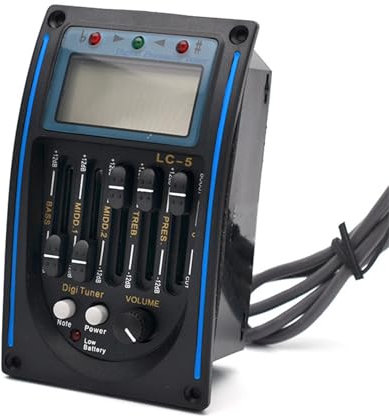 5-Band-Equation Preamp Akustikgitarre Tonabnehmer mit Stimmgerät Piezo E-Box Gitarren-Tonabnehmer für satten und verstärkten Klang