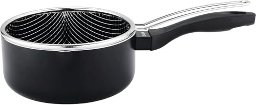 VIER - Cazo Freidora de Inducción Aluminio antiadherente Ø 16 cm, cap. 1,61 litros (56,6 Oz), Base Inducción apta para toda clase de cocinas, Mango Ergonómico Aislante, pico vertedor.