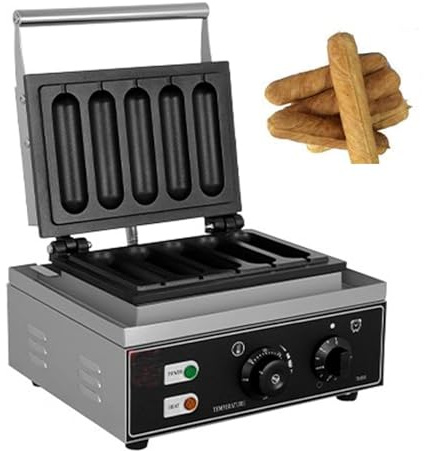 Kommerzielles Hot-Dog-Waffeleisen, elektrisches Lolly-Waffeleisen, Corn-Dog-Maker, Waffeln, antihaftbeschichtetes kommerzielles Waffel-Hotdog-Maker, einstellbare Temperatur für knusprige Hot-Dog-Waffe