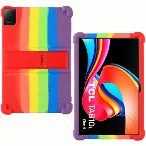 AKNICI Silicona Funda para TCL Tab 10L Gen 4 Tablet 10 Pulgadas, Funda Protectora con Función de Soporte para TCL Tab 10L Gen 4, Arco Iris