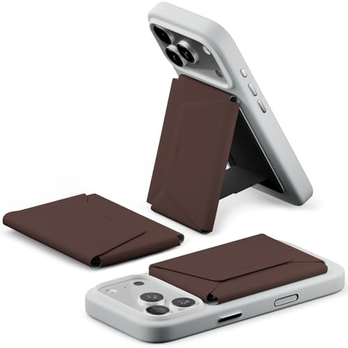 MOFT Magnetische Wallet, 8 Kartenhalter, Magnetischer Handyständer mit Zug-zum-Zugriff-Design, RFID-Blockierung, Winkelverstellung & MOVAS Minimalist Snap Field Wallet für Reiseutensilien，Brownie