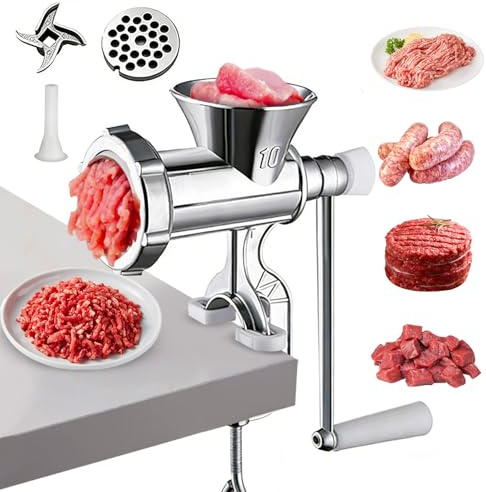 Manual Meat Grinder,Manual Meat Mincer with Sausage Filler, Aluminum Alloy, Household Meat Grinder for Fast and Effortless Operation, Suitable for Grinding Beef, Chili, and Pork