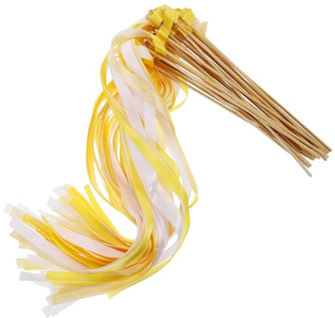 FONDOTIN Lot de 30 Baguettes Ruban avec Clochette, Décorations Féériques Colorées pour Mariage, Anniversaire et Fête, Accessoires Danse et Piste de Danse, Déco Princesse, Ruban Soie