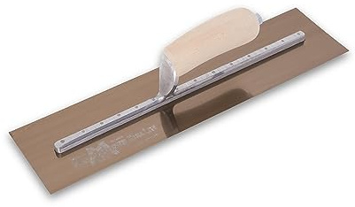 Marshalltown Glättkelle mit gebogener Holzgriff, Goldstahl, Maße: 356x102 mm