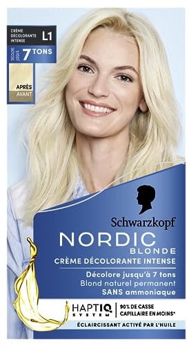 Schwarzkopf - Nordic Blonde L1 Aclarante Intensivo – Coloración permanente sin amoníaco – Aclara hasta 7 tonos - Con aceite activador&OmegaPLEX