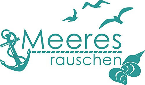 GRAZDesign Wandtattoo Bad Anker und Muscheln maritime Deko Meeresrauschen Wand Aufkleber - 51x30cm / 054 türkis