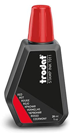 Trodat flacon d'encre Rouge 7011C pour recharger les tampons encreurs - 28 ml, encre à base d'eau pour marquer les documents - empreintes nettes et propres - bouchon refermable